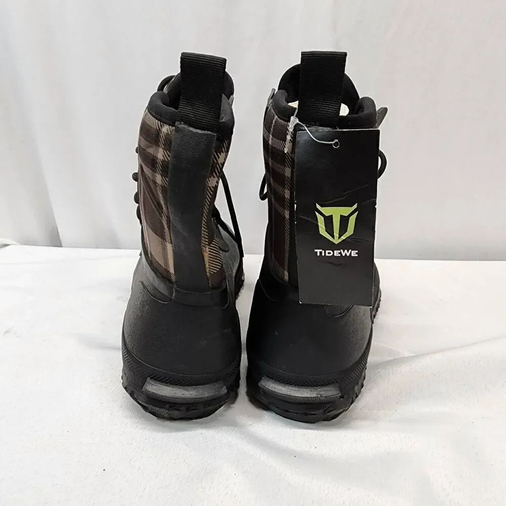 Tidewe Women's Neoprene Lace Up Rubber Plaid Hunting Rain Boots Sz 9 Waterproof - Picture 4 of 9